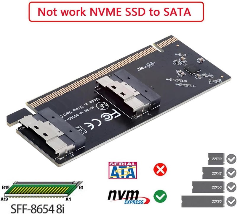 CY Low Profile Slimline Dual SFF-8654 8X 74Pin to Detachable PCIE 16X Express 3.0 PCIE4.0 Raid Card VROC Raid0 Hyper Adapter - Image 4